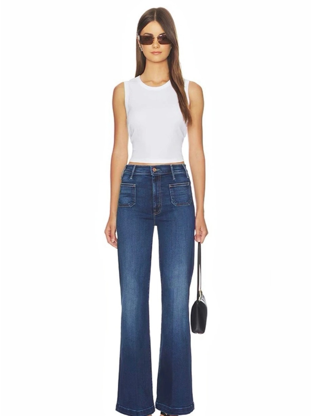 Mother The Patch Pocket Jeans Flare Jeans in Dark Blue Size 27